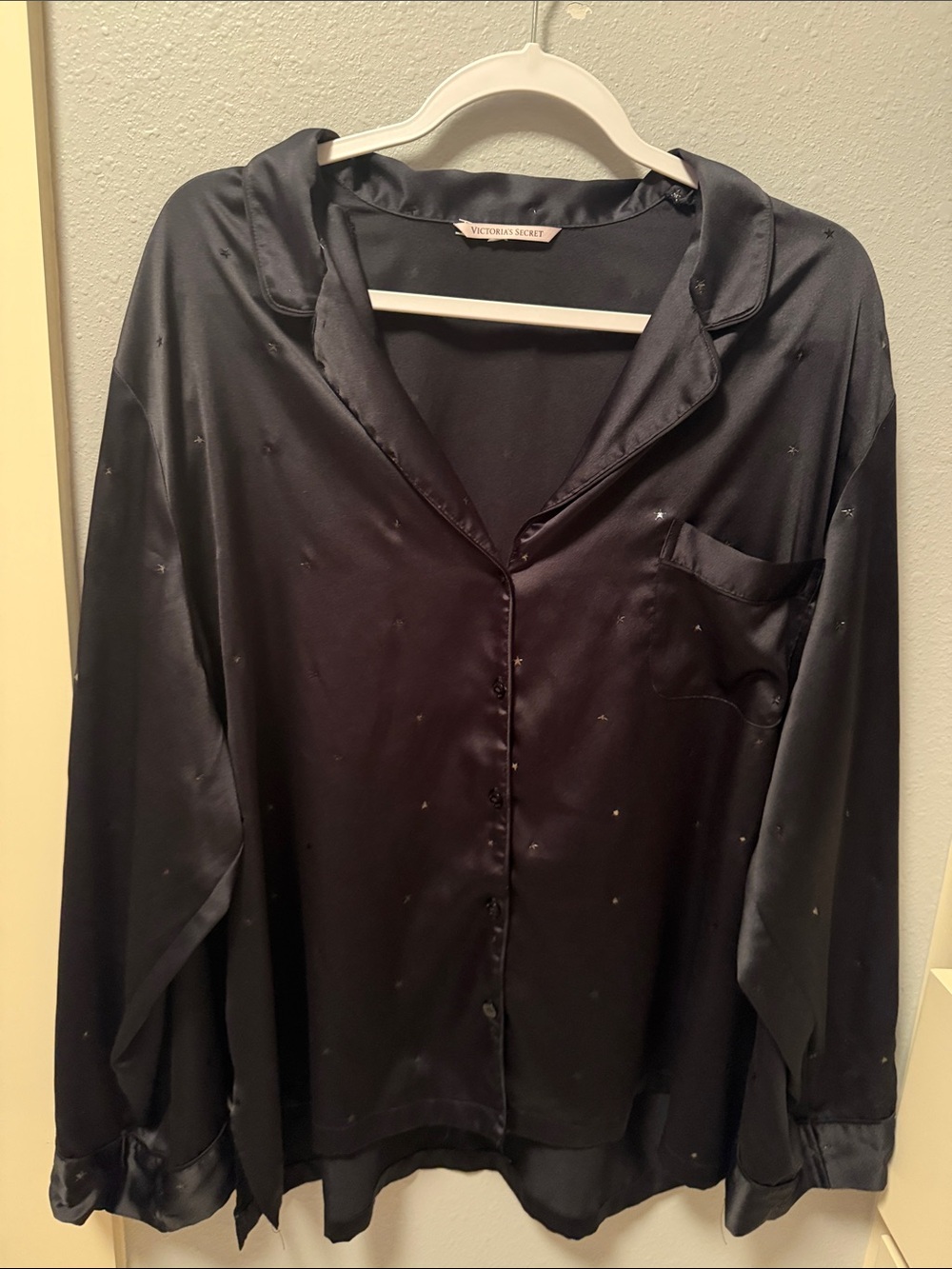 Victoria's Secret Black Satin Button-Down Top